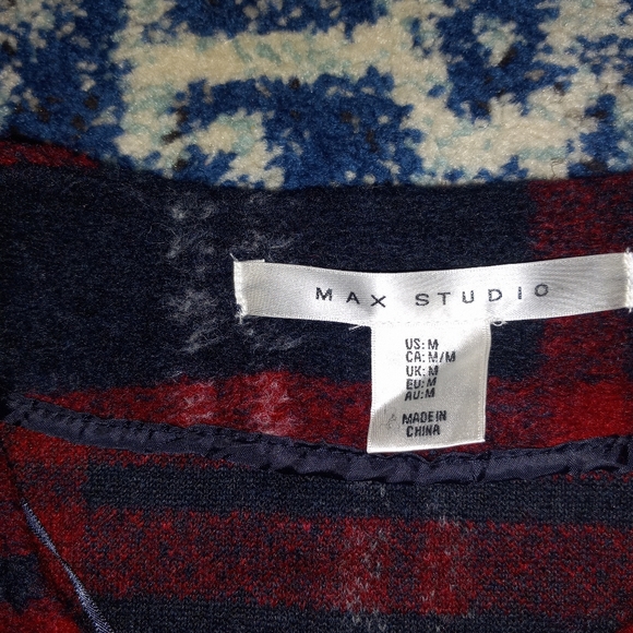 Max Studio Plaid Wool Blend Duster Size Medium - Picture 3 of 5